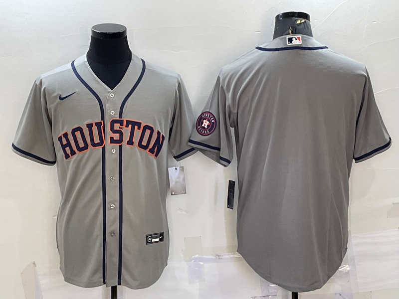 Men's Grey Houston Astros Blank With Patch Cool Base Stitched Jersey